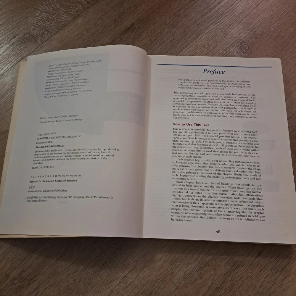 Fundamentals of Accounting An Application Approach 1995 Used Copy